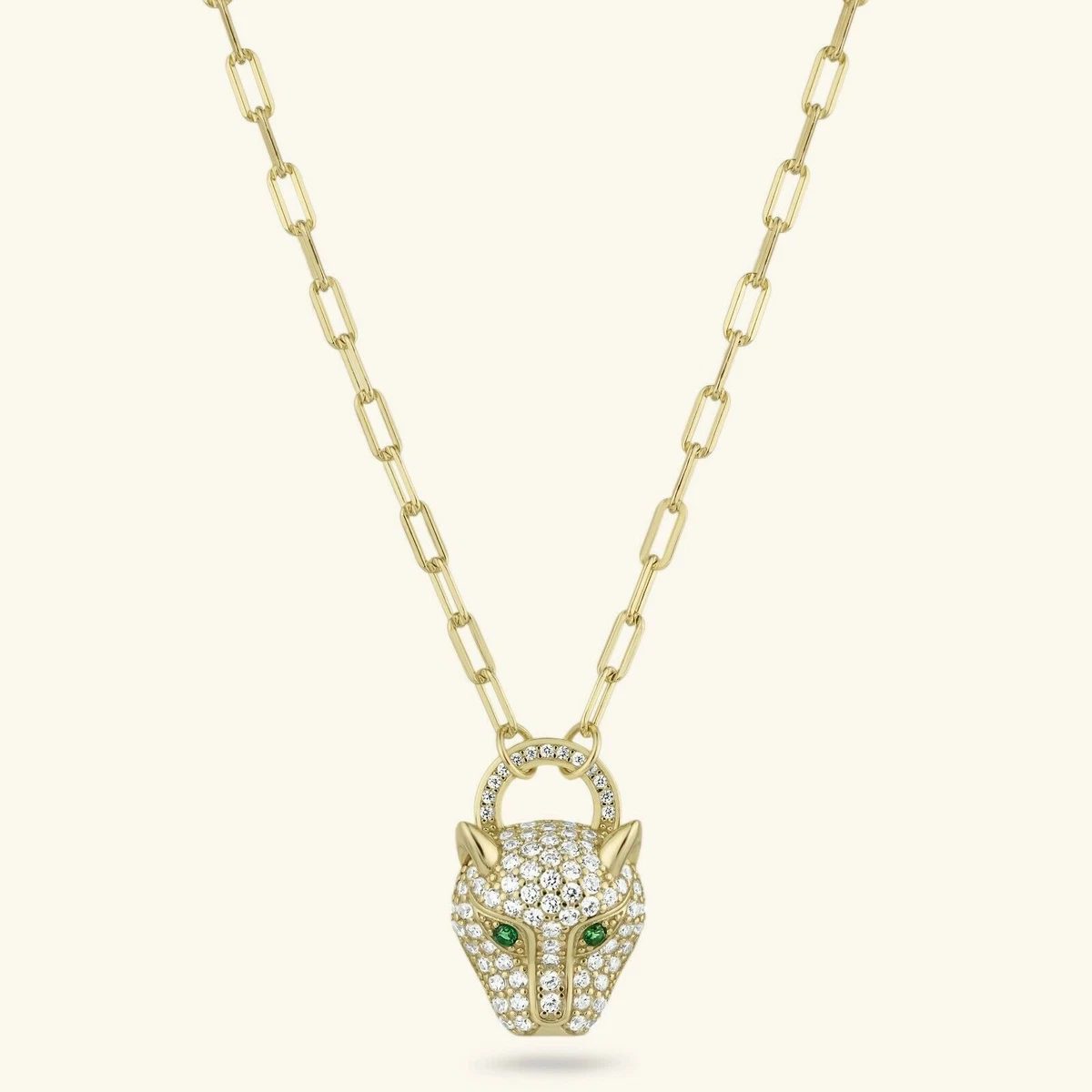 Magnifique collier avec grand pendentif panthère Plaquer or (Gebraucht) in Courrendlin für CHF 6