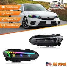 RGB Demon Eye LED Headlight For Honda Civic 11th 2022-2026 Head Lamps Projector