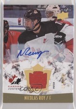2015 Team Canada Juniors Jersey Gold Spectrum /199 Nicolas Roy Patch Auto 0o0