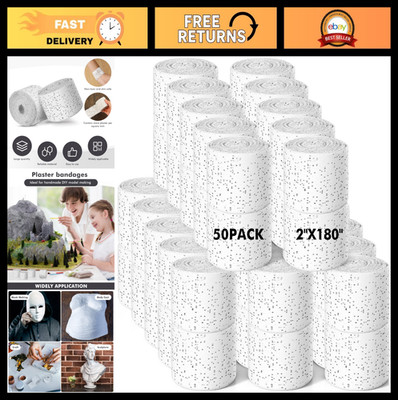50 Pack Plaster Cloth Gauze Bandages - Craft Art Projects, Paper Mache, Body Cas