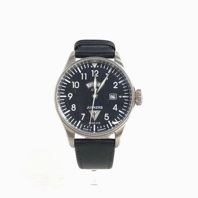 Junkers Cockpit JU52 6140 Quartz Watch Black Dial Date Military
