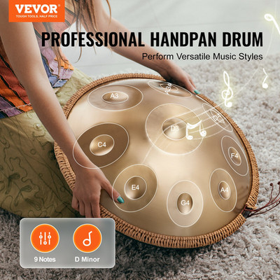Handpan Drum, 22 in & 9 Notes, Percussion Instruments for Adults Beginners