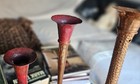 Hessel Studios Hand Hammered Copper Candlesticks & Bud Vases  Set of 5 Signed — photo 5