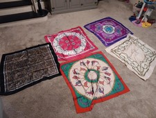 VINTAGE LOT OF 5 SILK SCARF FLORAL PRINT SQUARE SUNKYUNG SA