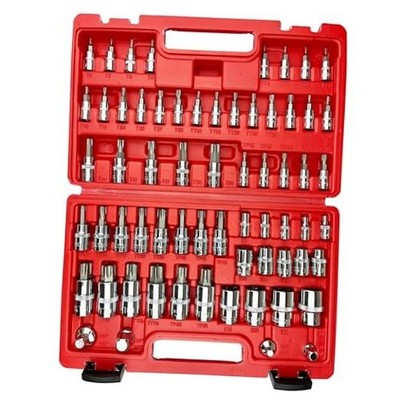1/4,3/8&1/2  Master Torx Bit Socket Set and External Torx Socket Set,E4 64PCS