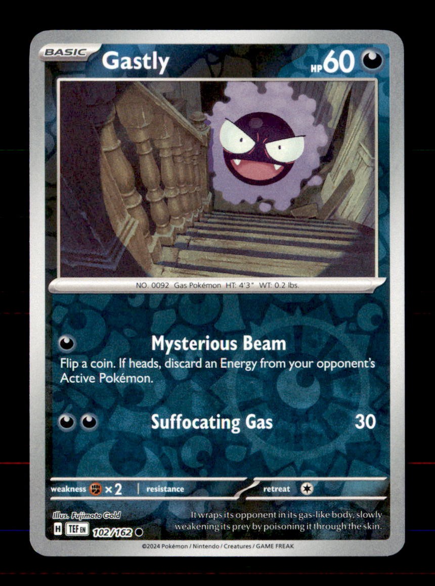 Gastly 102/162 Common Temporal Forces Pokemon Reverse Holo Near Mint