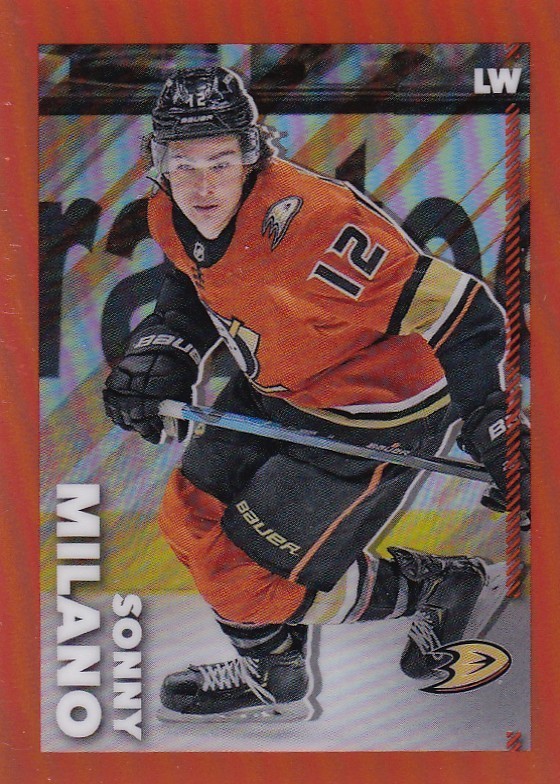 2022-23 Topps Chrome NHL ORANGE REFRACTOR  Sticker #6 SONNY MILANO /25 MADE