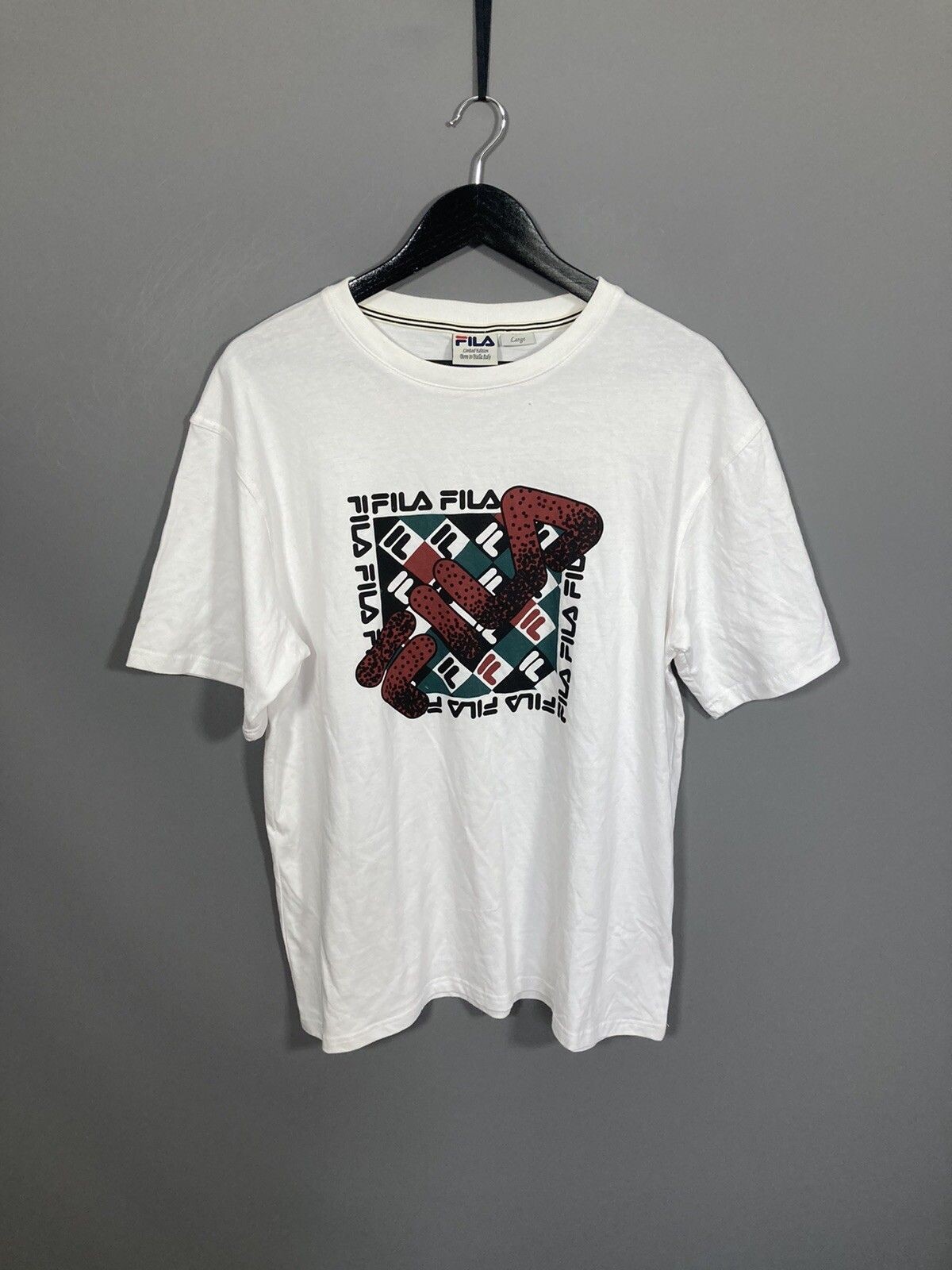 T Shirt FILA LIMITED EDITION Taglia Large Bianca Ottime condizioni Uomo