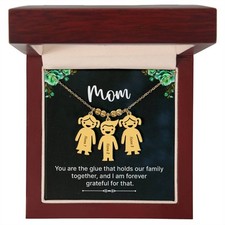 Engraved Kid Charm Mom Necklace, Personalized Children s Name Pendant, Custom Mo
