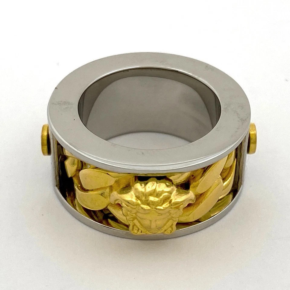 VERSACE Medusa Cadena Anillo Logo Anillo DG57733 Anillo Chapado en Plata Chapado en Oro... Foto 2 de 3