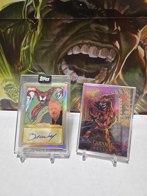 2024 Topps Chrome Marvel Mark Bagley Autograph Carnage 9/50 ,1995 Fleer Carnage