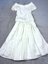Vintage 50's Matching Circle Skirt and Blouse Ivory Cream SZ S Hand Tailored