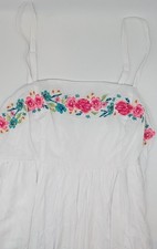 Torrid Midi Challis Embroidered Neck Size 0 L 12 Sundress White Straps Dress NWT