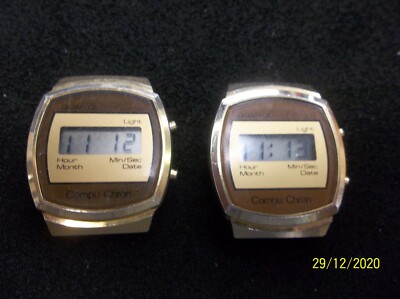 2 - ViNTAGE Compu chron 1970's DIGITAL Display Wristwatch Great Condition