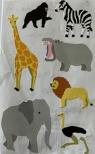 SMALL WILD ANIMAL Stickers(7pc)Mrs. Grossman’s•Zoo•Elephant•Giraffe•Zebra •Hippo