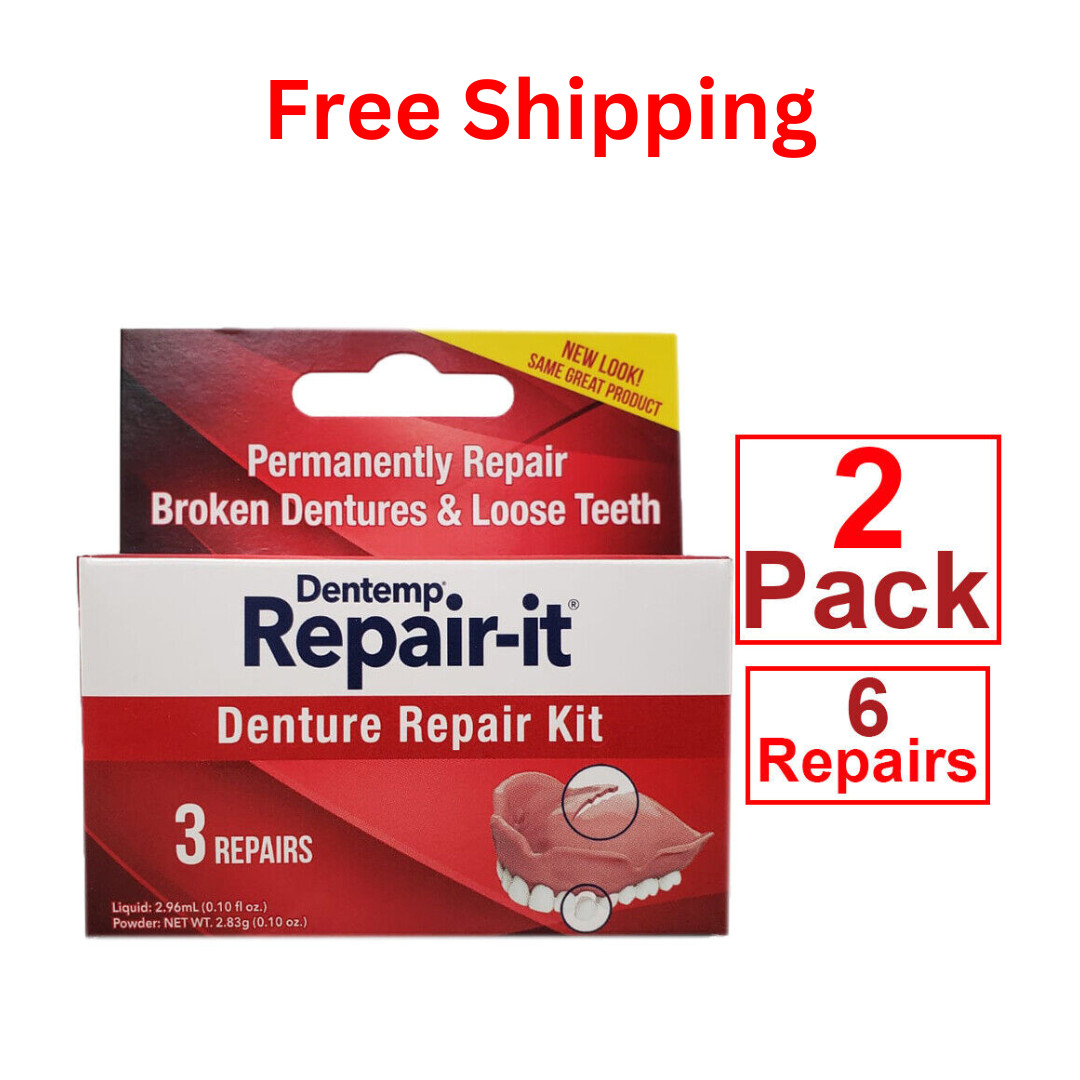 (Pack of 2)Dentemp REPAIRIt Permanent Loose Teeth Broken Denture