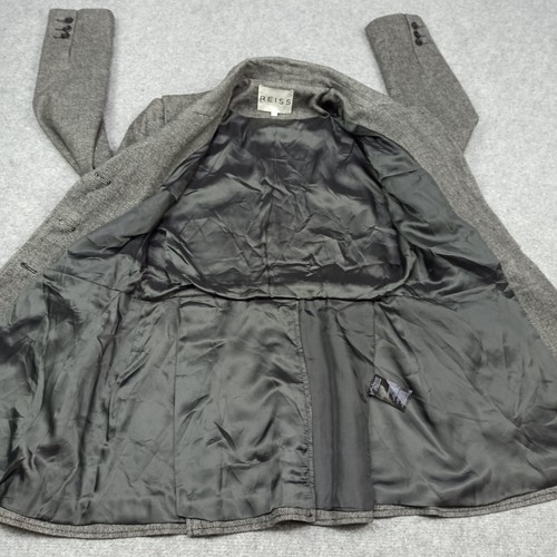 Abrigo de invierno para mujer Reiss mezcla lana talla M gris espina de arenque chaqueta - Imagen 3 de 15