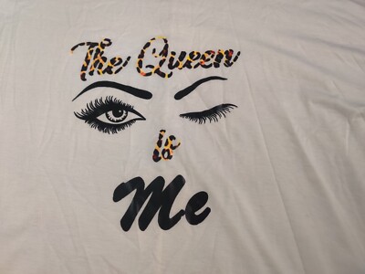 Chic Me Oversized T Shirt Top Womans XL 3/4 Sleeve The Queen Is Me Wink Graphic