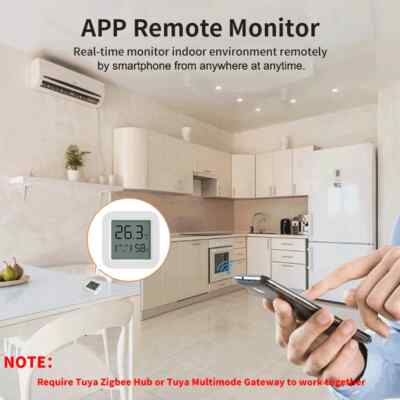 Temperature Humidity Sensor for Smart Home with LCD Screen Works with Home