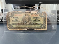 Bank Of Canada one dollar banknote 1937 circulated Low Grade Cheap