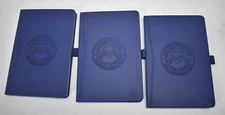 Lot of 3 Journal Books Leather Notebooks Journals Blue Cover BRANDED Page Marker