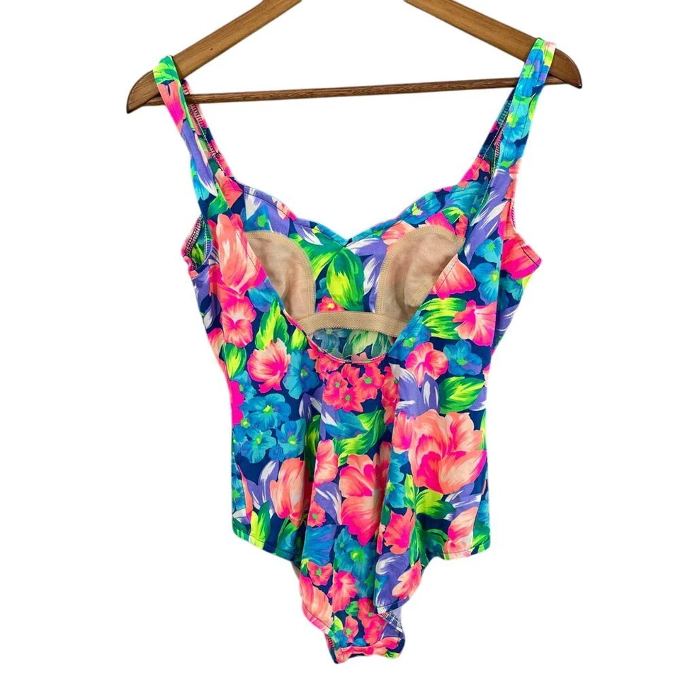 De Colección Le Cove Traje de Baño Mujer 14 Azul Floral Una Pieza Tropical Playa Vacaciones EE. UU. Foto 4 de 4
