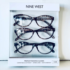 NWT 3 Pack 2.00 Nine West Premium Reading Glasses animal Print Tan Purple  Grey