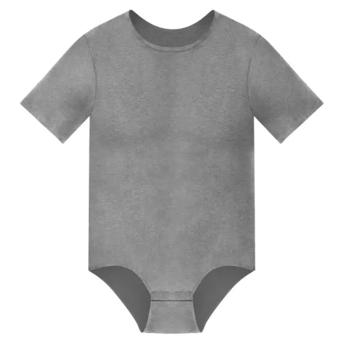 Camiseta interior de leotardo de color liso para hombre Botón a presión Entrepierna Body Manga corta - Imagen 18 de 26