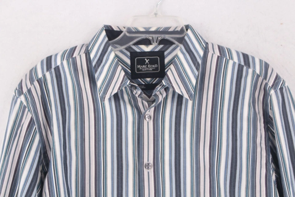 Camisa Marc Ecko New York Abotonada Para Hombre Mediana Rayas Informal Manga Larga Foto 4 de 4