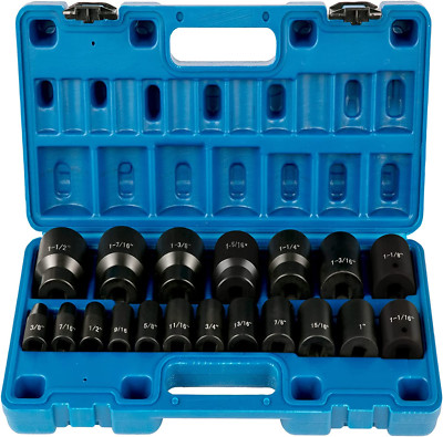 Impact Drive Socket Set 1/2 Inches 19 Piece Impact Sockets SAE, Standard Sock...