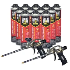 Great Stuff PRO Gaps and Crack, 24 oz, Case of 12 Cans + 2 Pro Foam Gun