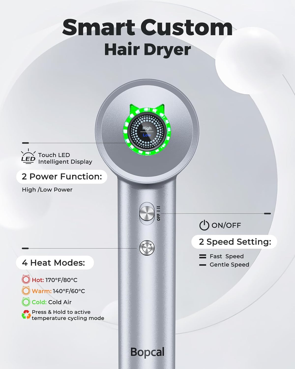 Hair Dryer, Ionic Blow Dryer, Professional High-Speed Hairdryer with 110,000 RPM