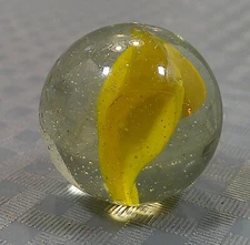Vintage 1940s Yellow Clear Cat's Eye Marble Banger Shooter Boulder Bonker Masher