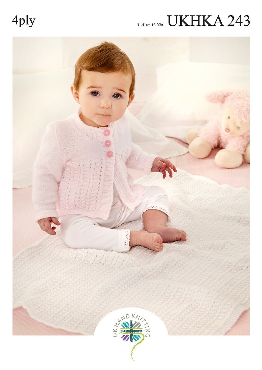 UKHKA 4Ply Knitting Pattern 243 for Cardigans and Blanket