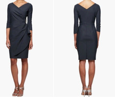 ALEX EVENINGS 3/4 Sleeve Ruched Sheath Dress Size: 8