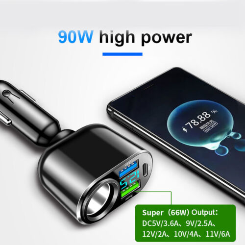 Adaptateur secteur pour briquet de cigarette de voiture 1 prises chargeur QC3.0 USB PD 12 V - Photo 3 sur 14
