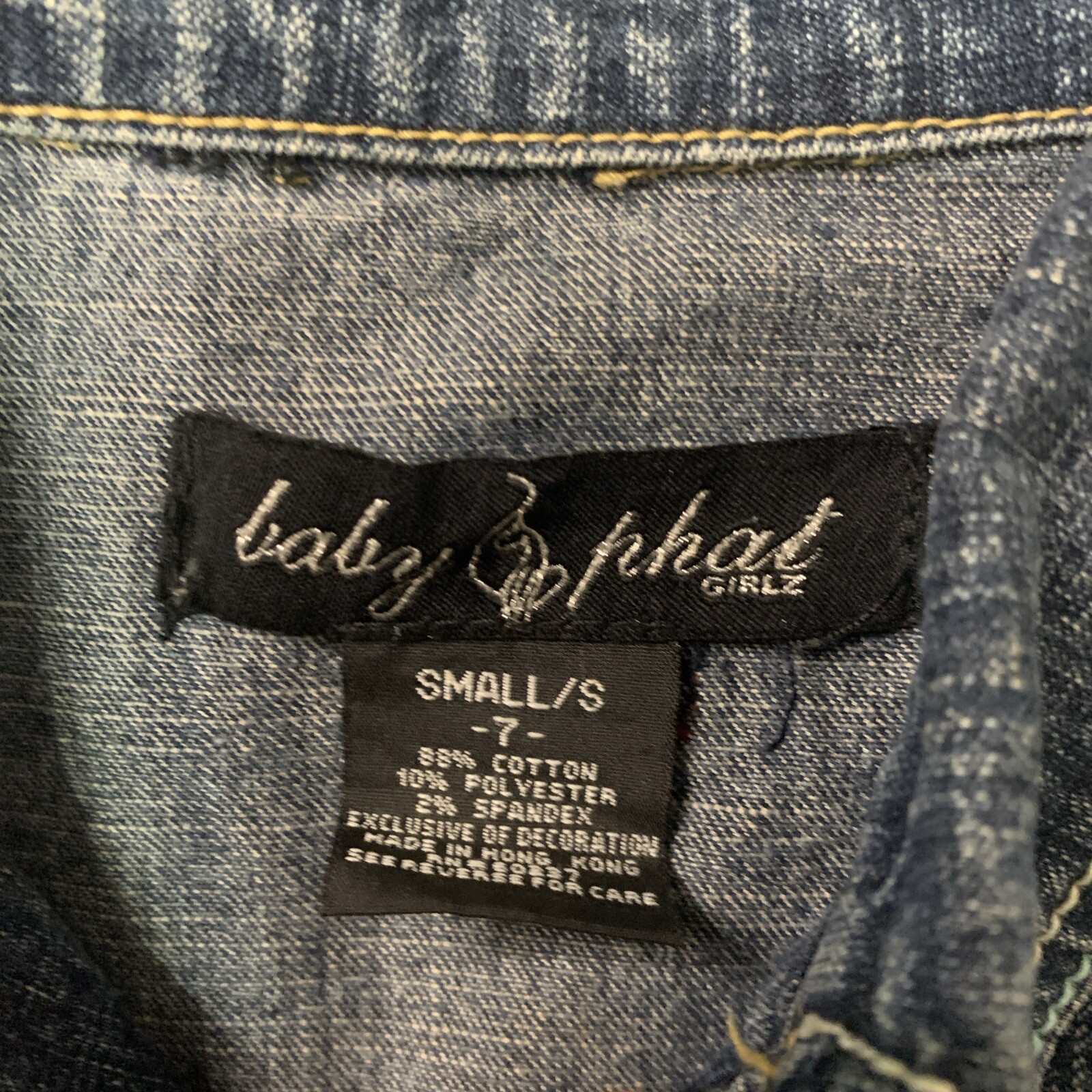 Baby Phat Vintage Y2K Jean Jacket Girls Size 7 Rare Embroiled Logo Front & Back image 9