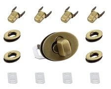 5Pcs Bronze Turn Locks Clasp Oval 5/8 Inch Twist Lock Purse Closure Lock Meta...