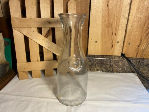 Vintage Anchor Hocking Full Litre Clear Glass Carafe Bottle Decanter