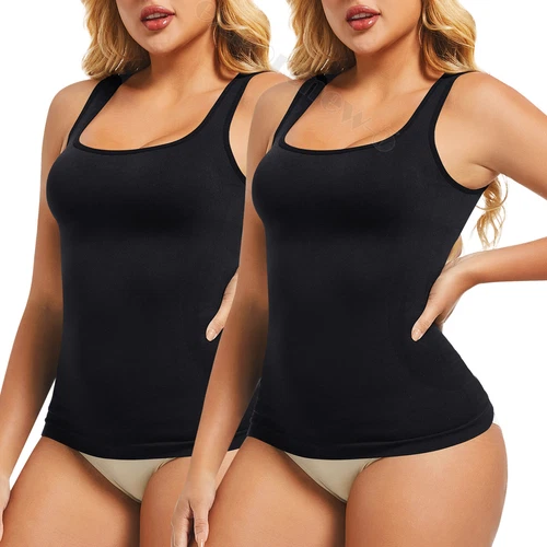 Women Seamless Slim Vest Tummy Control Body Shaper Compression Ribbed Tank Top - Picture 23 of 27