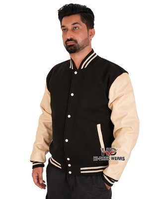 Varsity Letterman Wool & Real Cowhide Leather Sleeves High Quality Bomber Jacket