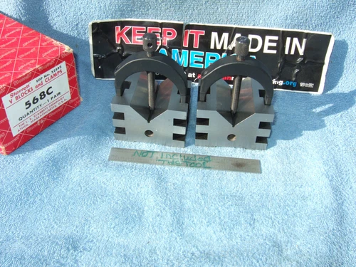 STARRETT 568 V BLOCKS N BOX W/CLAMPS USED TOOLMAKER MACHINIST CLEAN VINTAGE 4z