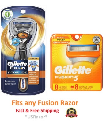 9 Gillette Fusion 5 Razor Blades Refills Cartridges Proglide Flexball Handle 4 8