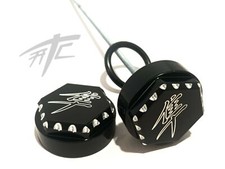 HAYABUSA BLACK DIAMOND CUT HEX KANJI REAR AXLE CAPS 2007 SUZUKI HAYABUSA