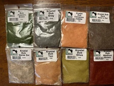 Hareline KRYSTAL DUB -  8  COLOR DUBBING SET -  Fly Tying flash dub for Nymphs