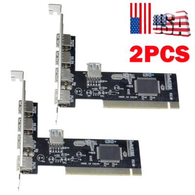 2X PCI 32bit to 4+1 ports USB2.0 Expansion Controller Card PCI 5x USB2.0 US