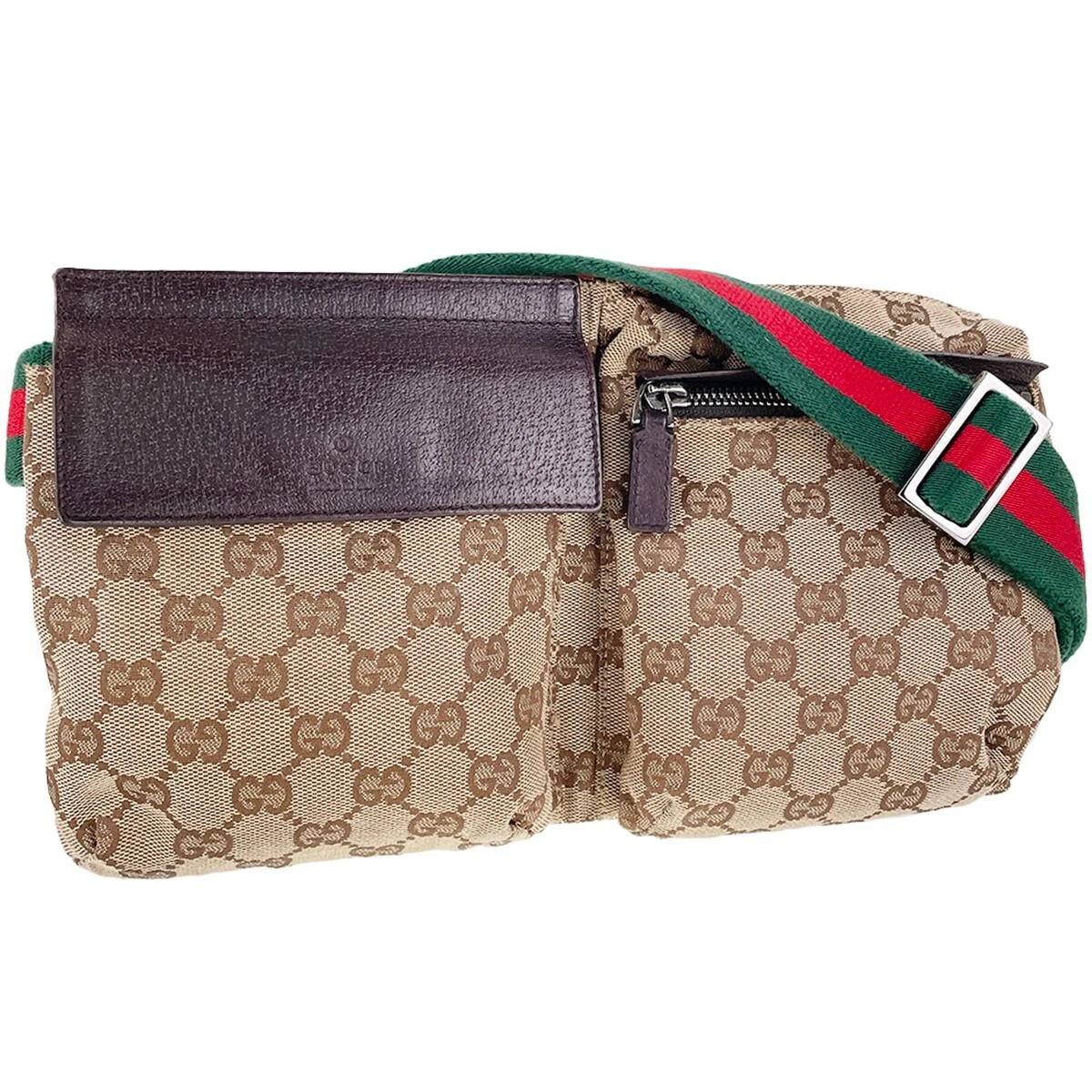 Sac GUCCI GG toile ligne sherry toile tissu cuir beige marron taille 2740