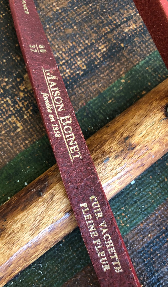 NWOT MAISON BOINET PARIS FRANCE-MADE RED-BROWN LEATHER DOUBLE-WRAP