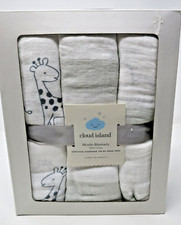 Cloud Island Muslin Blankets Gray Foggy Day Box Set of 3 Giraffes New