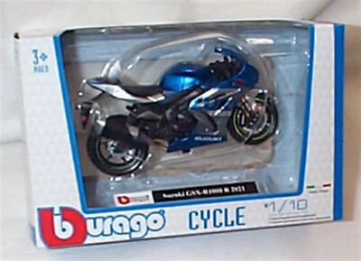 Suzuki GSX R1000 R 2021 blau metallic Motorrad Maßstab 1:18 Burago NEU in Box